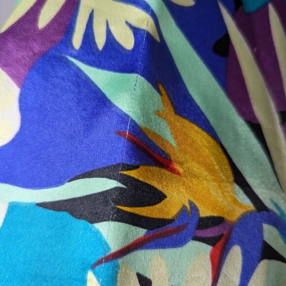 Vintage Vanity Fair satin kimono robe tropical birds of paradise - Picture 9 of 11